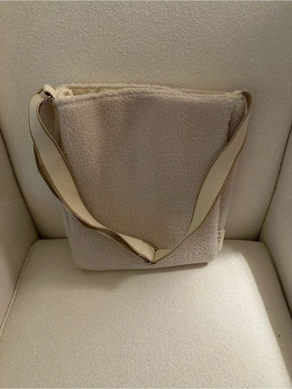 Nuxe Paris Cream Sherpa Crossbody Shoulder Bag